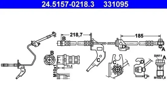 Bremsschlauch Hinterachse links ATE 24.5157-0218.3 Bild Bremsschlauch Hinterachse links ATE 24.5157-0218.3