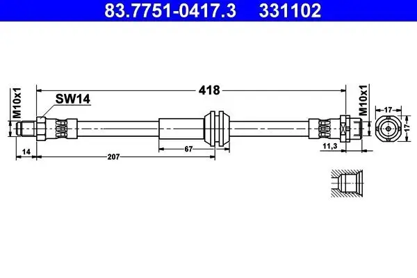 Bremsschlauch Hinterachse ATE 83.7751-0417.3