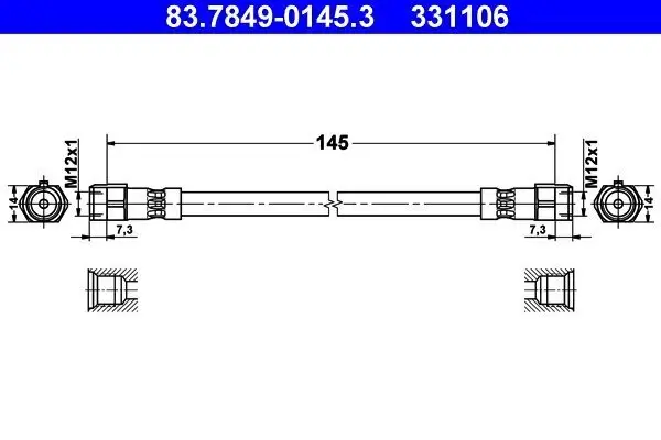 Bremsschlauch Hinterachse rechts ATE 83.7849-0145.3