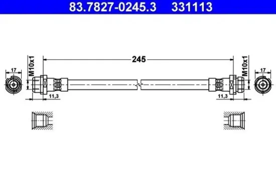 Bremsschlauch Hinterachse rechts ATE 83.7827-0245.3 Bild Bremsschlauch Hinterachse rechts ATE 83.7827-0245.3