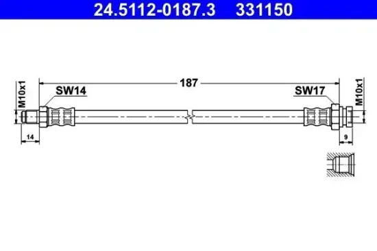 Bremsschlauch ATE 24.5112-0187.3 Bild Bremsschlauch ATE 24.5112-0187.3
