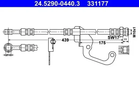 Bremsschlauch Vorderachse rechts ATE 24.5290-0440.3 Bild Bremsschlauch Vorderachse rechts ATE 24.5290-0440.3