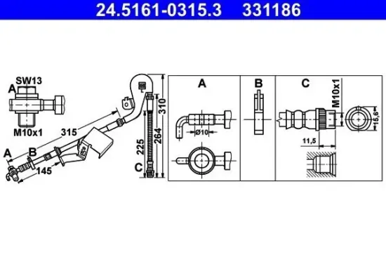 Bremsschlauch ATE 24.5161-0315.3 Bild Bremsschlauch ATE 24.5161-0315.3