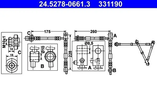 Bremsschlauch ATE 24.5278-0661.3