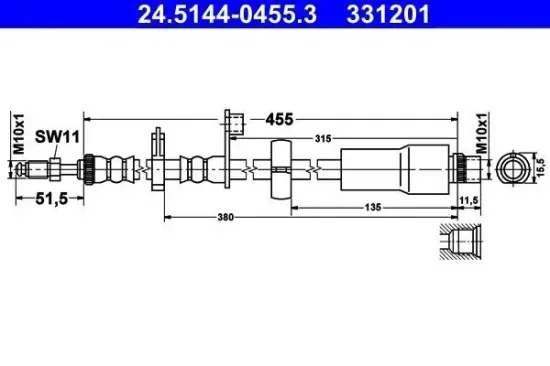 Bremsschlauch ATE 24.5144-0455.3 Bild Bremsschlauch ATE 24.5144-0455.3