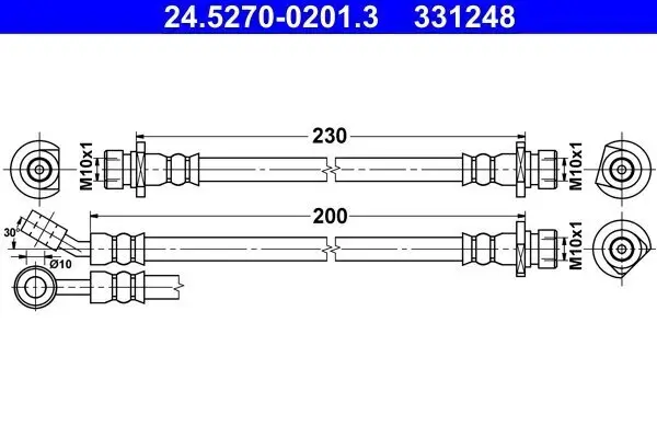 Bremsschlauch Hinterachse rechts ATE 24.5270-0201.3