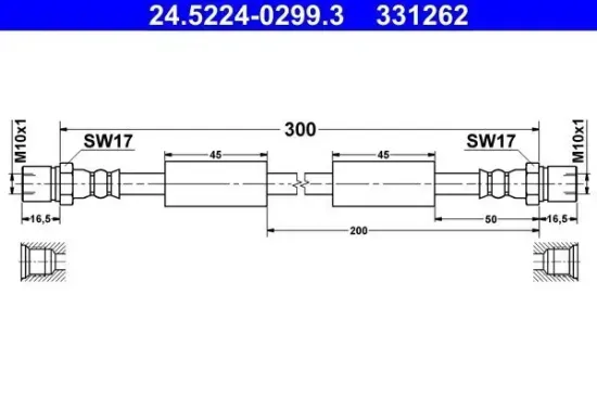 Bremsschlauch ATE 24.5224-0299.3 Bild Bremsschlauch ATE 24.5224-0299.3