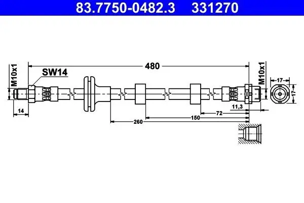 Bremsschlauch Vorderachse ATE 83.7750-0482.3