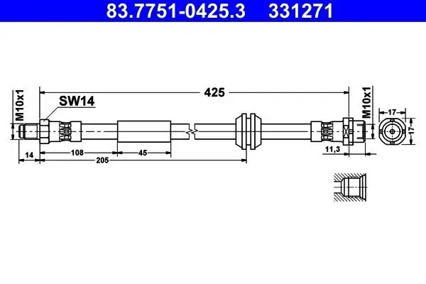 Bremsschlauch Hinterachse ATE 83.7751-0425.3
