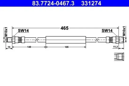 Bremsschlauch ATE 83.7724-0467.3 Bild Bremsschlauch ATE 83.7724-0467.3
