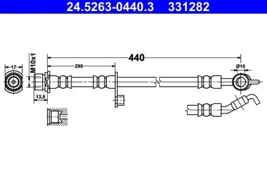 Bremsschlauch Hinterachse links ATE 24.5263-0440.3 Bild Bremsschlauch Hinterachse links ATE 24.5263-0440.3