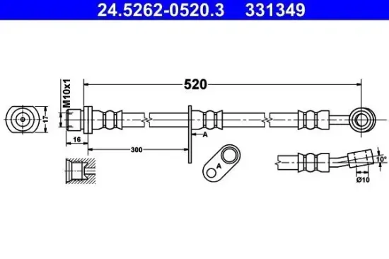 Bremsschlauch ATE 24.5262-0520.3 Bild Bremsschlauch ATE 24.5262-0520.3