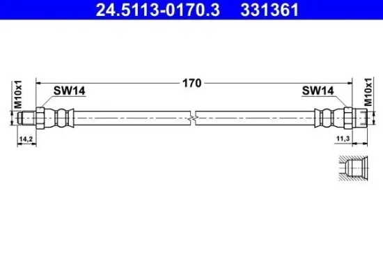 Bremsschlauch ATE 24.5113-0170.3 Bild Bremsschlauch ATE 24.5113-0170.3