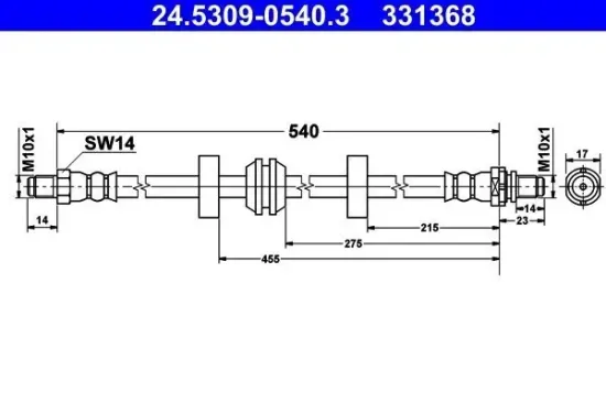 Bremsschlauch Hinterachse ATE 24.5309-0540.3 Bild Bremsschlauch Hinterachse ATE 24.5309-0540.3