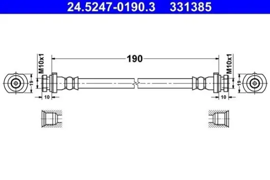 Bremsschlauch Hinterachse innen ATE 24.5247-0190.3 Bild Bremsschlauch Hinterachse innen ATE 24.5247-0190.3