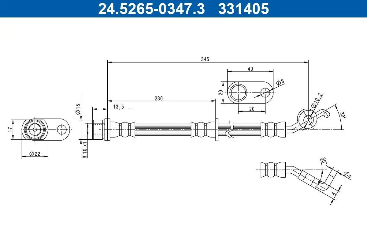 Bremsschlauch Hinterachse links ATE 24.5265-0347.3