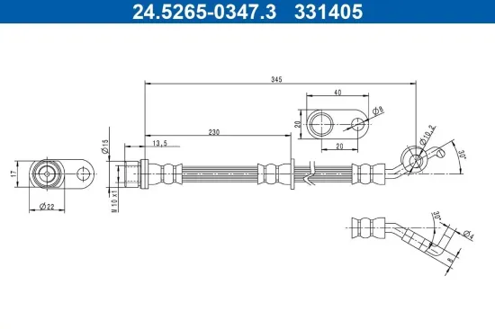 Bremsschlauch Hinterachse links ATE 24.5265-0347.3 Bild Bremsschlauch Hinterachse links ATE 24.5265-0347.3