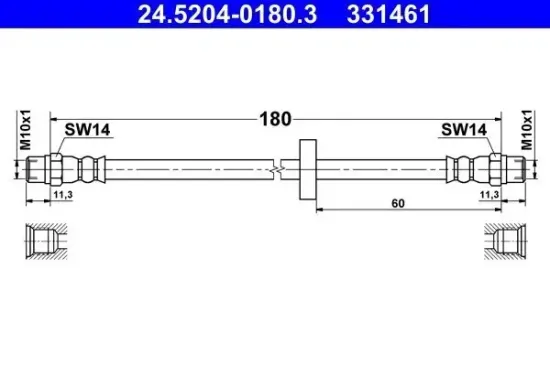 Bremsschlauch ATE 24.5204-0180.3 Bild Bremsschlauch ATE 24.5204-0180.3