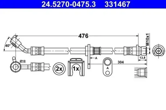 Bremsschlauch Hinterachse rechts ATE 24.5270-0475.3 Bild Bremsschlauch Hinterachse rechts ATE 24.5270-0475.3