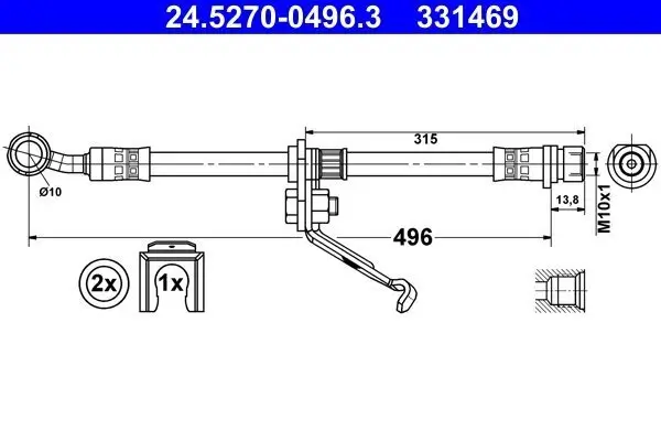 Bremsschlauch Vorderachse links ATE 24.5270-0496.3