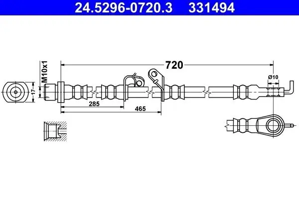 Bremsschlauch ATE 24.5296-0720.3 Bild Bremsschlauch ATE 24.5296-0720.3