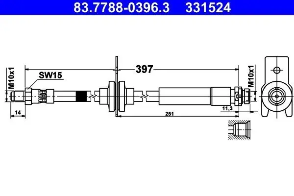 Bremsschlauch Hinterachse ATE 83.7788-0396.3