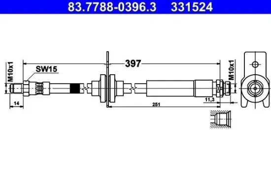 Bremsschlauch Hinterachse ATE 83.7788-0396.3 Bild Bremsschlauch Hinterachse ATE 83.7788-0396.3