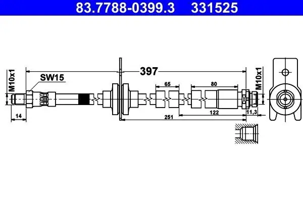 Bremsschlauch Hinterachse ATE 83.7788-0399.3