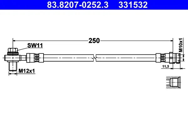 Bremsschlauch Hinterachse ATE 83.8207-0252.3