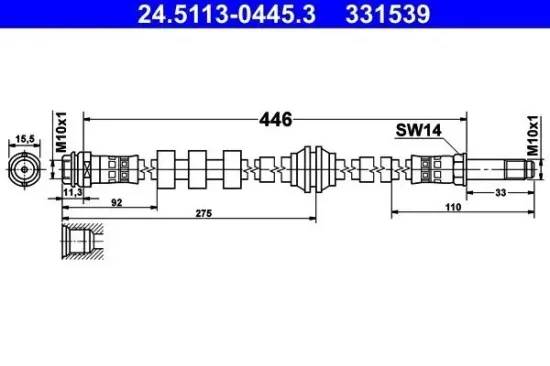 Bremsschlauch ATE 24.5113-0445.3 Bild Bremsschlauch ATE 24.5113-0445.3