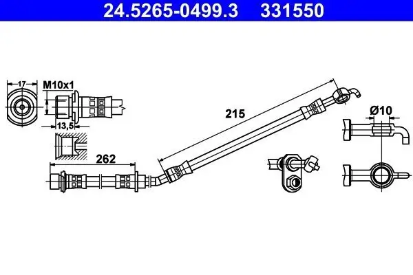 Bremsschlauch Vorderachse links ATE 24.5265-0499.3
