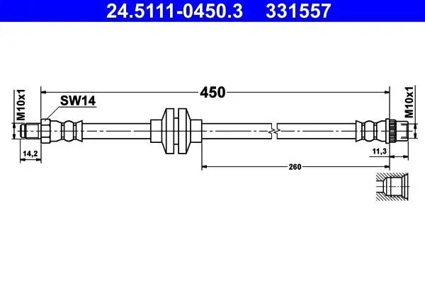 Bremsschlauch Vorderachse ATE 24.5111-0450.3