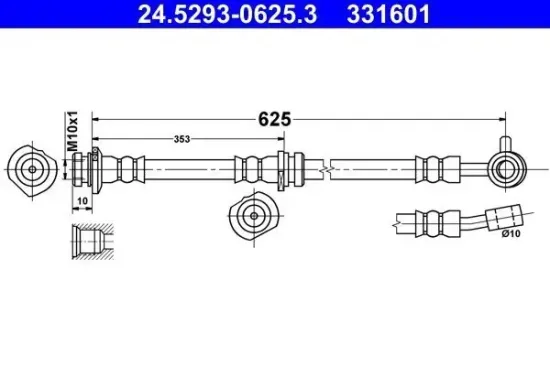 Bremsschlauch Vorderachse rechts ATE 24.5293-0625.3 Bild Bremsschlauch Vorderachse rechts ATE 24.5293-0625.3