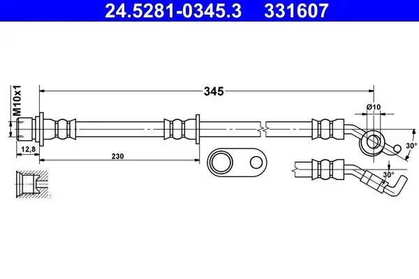 Bremsschlauch Hinterachse rechts ATE 24.5281-0345.3