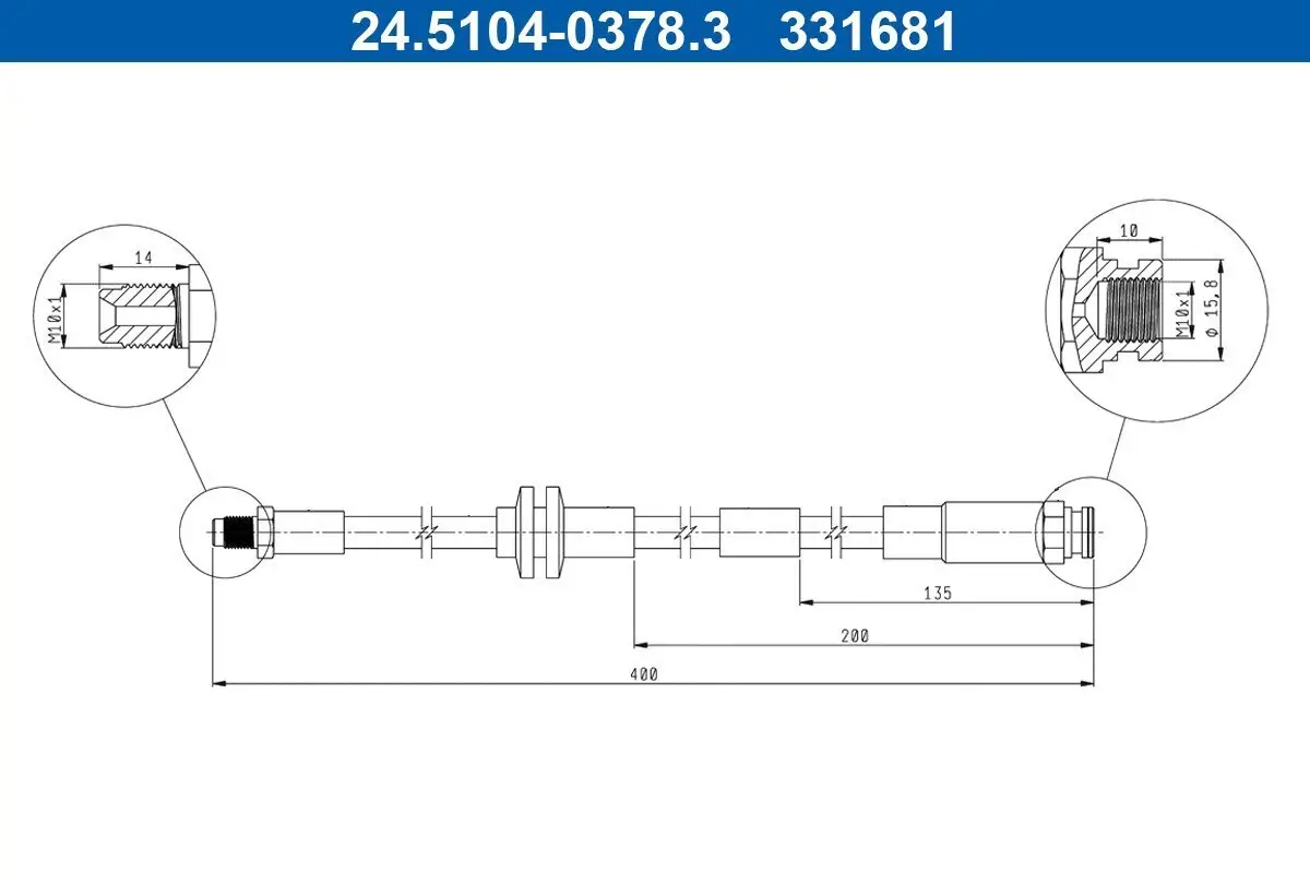 Bremsschlauch Vorderachse ATE 24.5104-0378.3