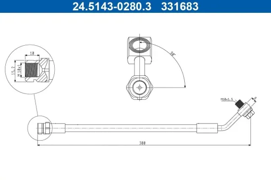 Bremsschlauch Hinterachse ATE 24.5143-0280.3 Bild Bremsschlauch Hinterachse ATE 24.5143-0280.3