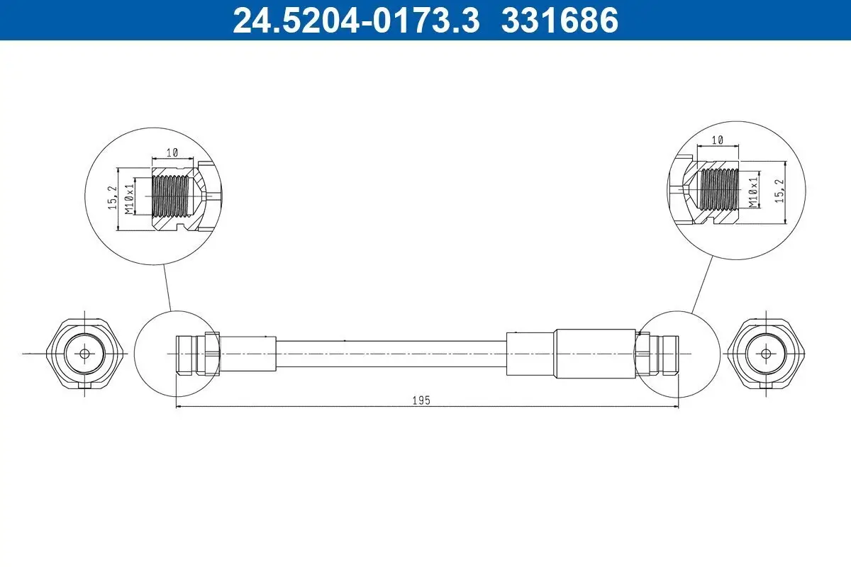 Bremsschlauch Hinterachse ATE 24.5204-0173.3