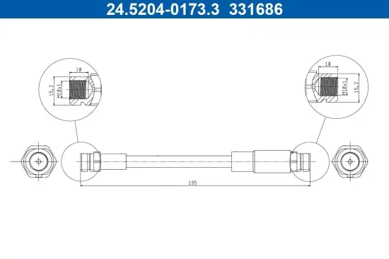 Bremsschlauch Hinterachse ATE 24.5204-0173.3 Bild Bremsschlauch Hinterachse ATE 24.5204-0173.3