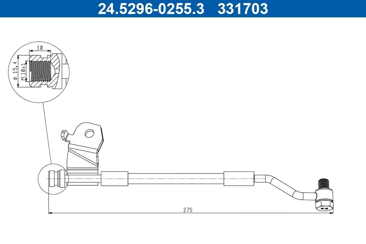 Bremsschlauch Hinterachse links außen ATE 24.5296-0255.3