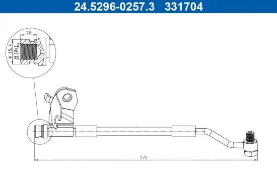 Bremsschlauch Hinterachse rechts außen ATE 24.5296-0257.3 Bild Bremsschlauch Hinterachse rechts außen ATE 24.5296-0257.3