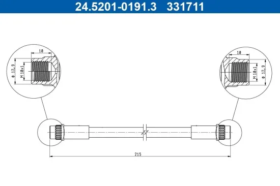 Bremsschlauch Hinterachse rechts ATE 24.5201-0191.3 Bild Bremsschlauch Hinterachse rechts ATE 24.5201-0191.3