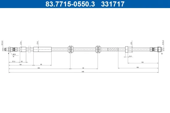 Bremsschlauch Vorderachse ATE 83.7715-0550.3 Bild Bremsschlauch Vorderachse ATE 83.7715-0550.3