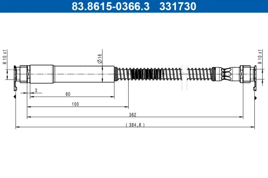 Bremsschlauch Hinterachse ATE 83.8615-0366.3 Bild Bremsschlauch Hinterachse ATE 83.8615-0366.3