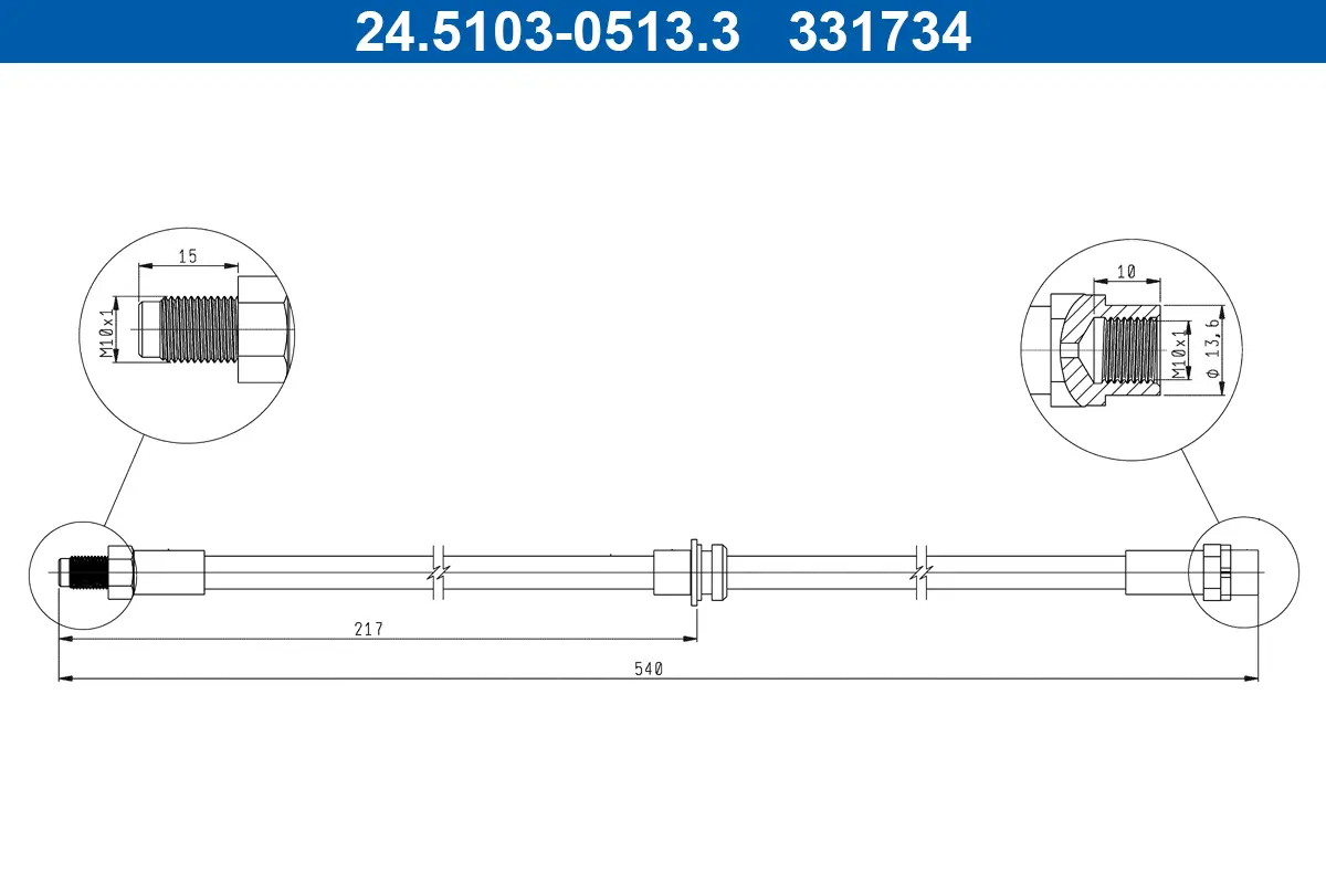 Bremsschlauch Hinterachse ATE 24.5103-0513.3
