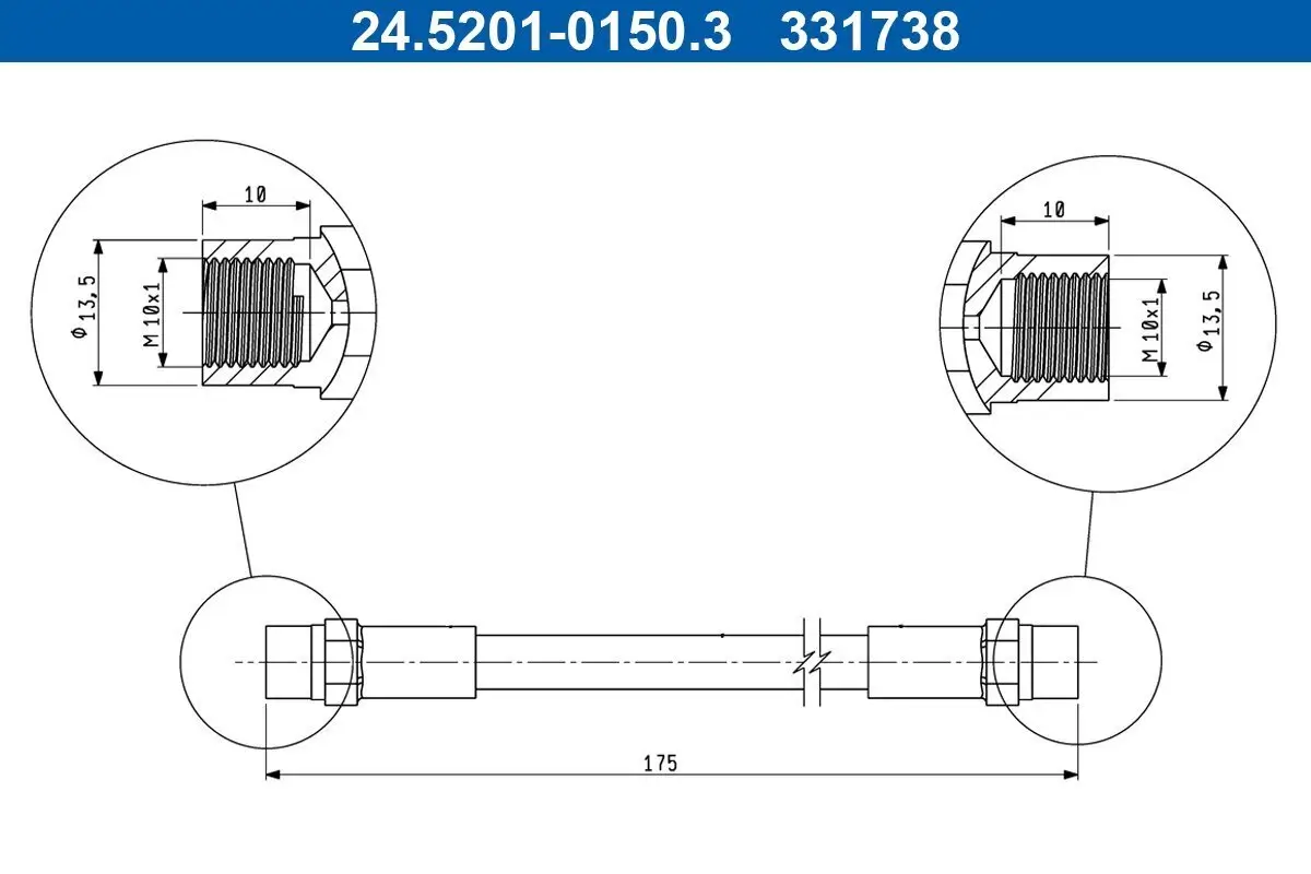 Bremsschlauch Hinterachse rechts ATE 24.5201-0150.3