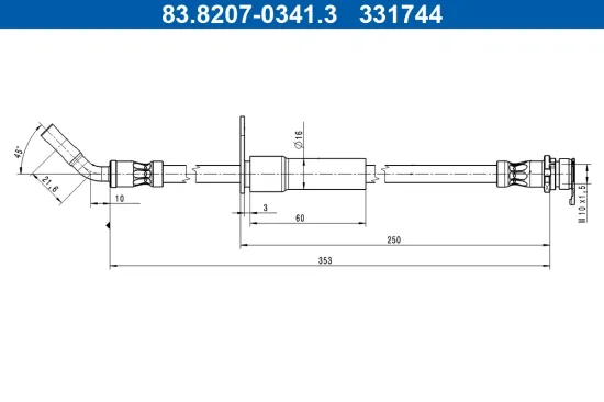 Bremsschlauch Hinterachse links ATE 83.8207-0341.3 Bild Bremsschlauch Hinterachse links ATE 83.8207-0341.3