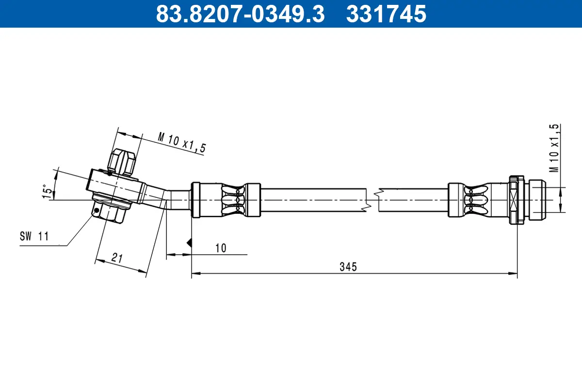 Bremsschlauch Hinterachse ATE 83.8207-0349.3