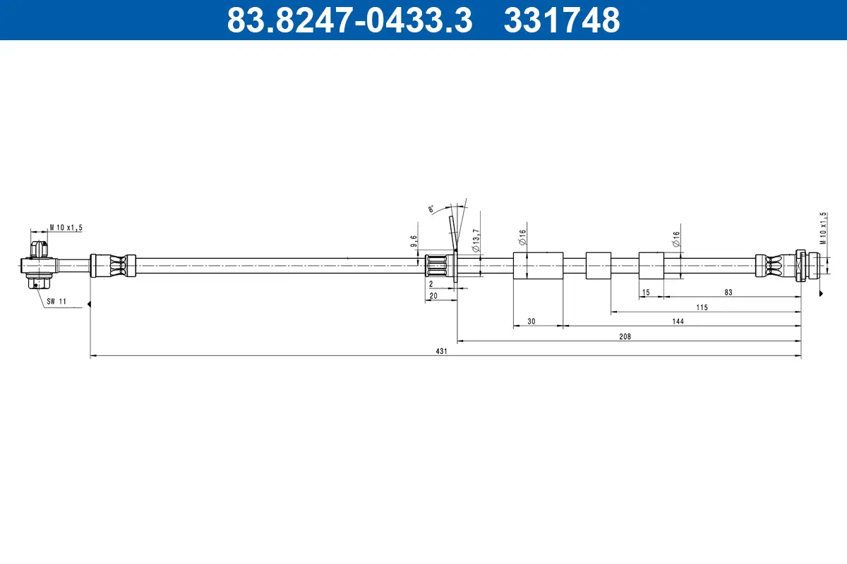 Bremsschlauch Vorderachse ATE 83.8247-0433.3
