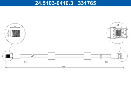 Bremsschlauch Vorderachse am Bremssattel ATE 24.5103-0410.3 Bild Bremsschlauch Vorderachse am Bremssattel ATE 24.5103-0410.3