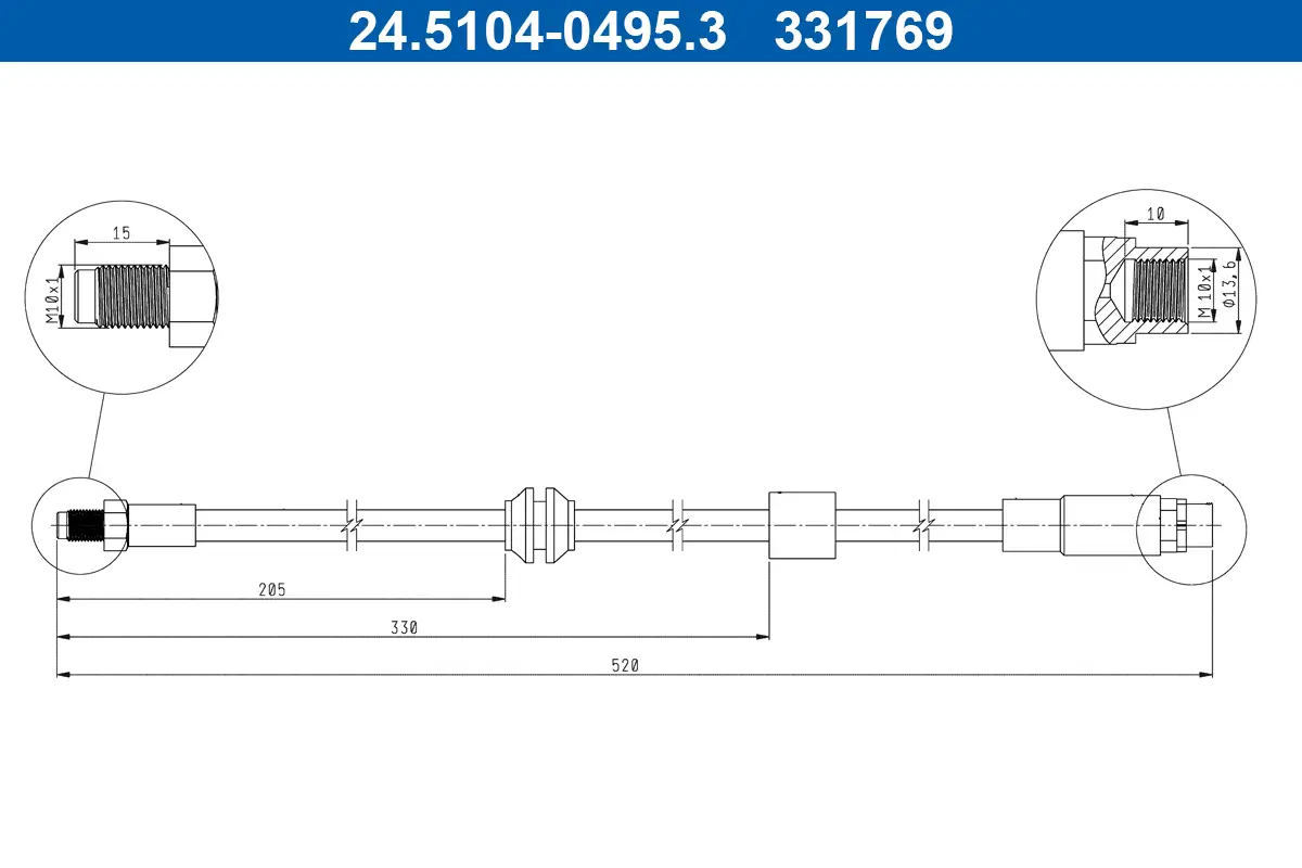 Bremsschlauch Vorderachse ATE 24.5104-0495.3